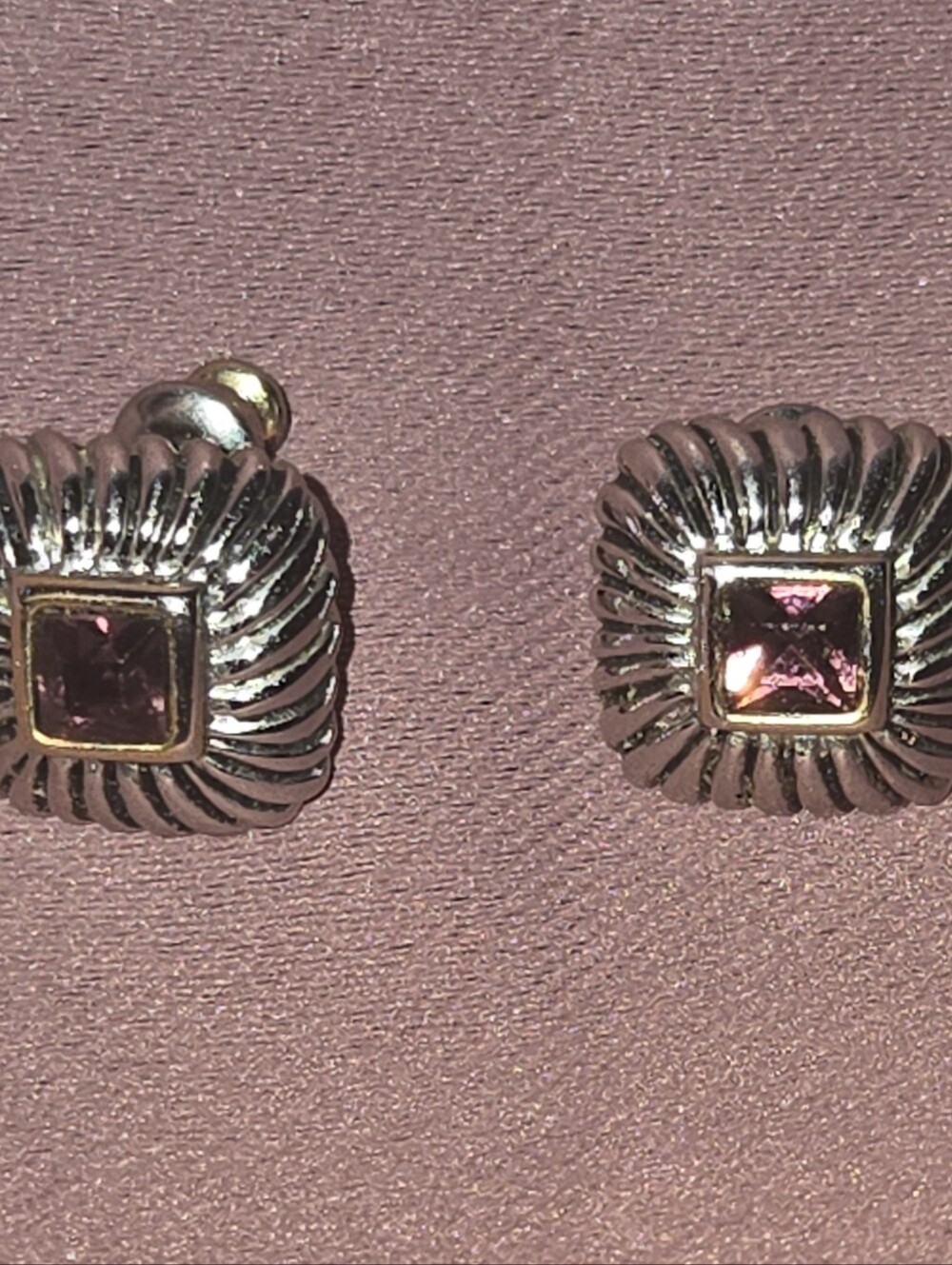 Museum of Fine Arts Square Shaped Gold Tone Stud Earrings - Picture 3 of 5